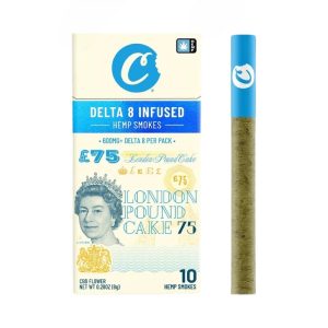 LONDON POUND CAKE 75 DELTA 8 HEMP SMOKES 10 PACK-COOKIES